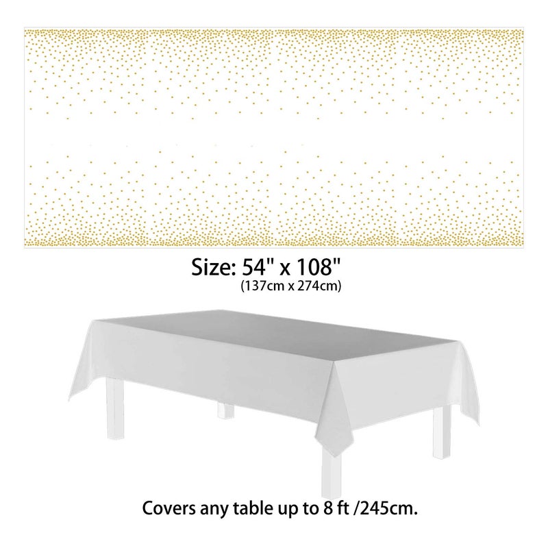 hapray 4 Pack Plastic Tablecloths for Rectangle Tables, Waterproof Disposable Party Table Cloths with Gold Dot, Rectangular Table Covers for Decorations, Baby Shower, Birthday, Wedding, New Year - Image 2